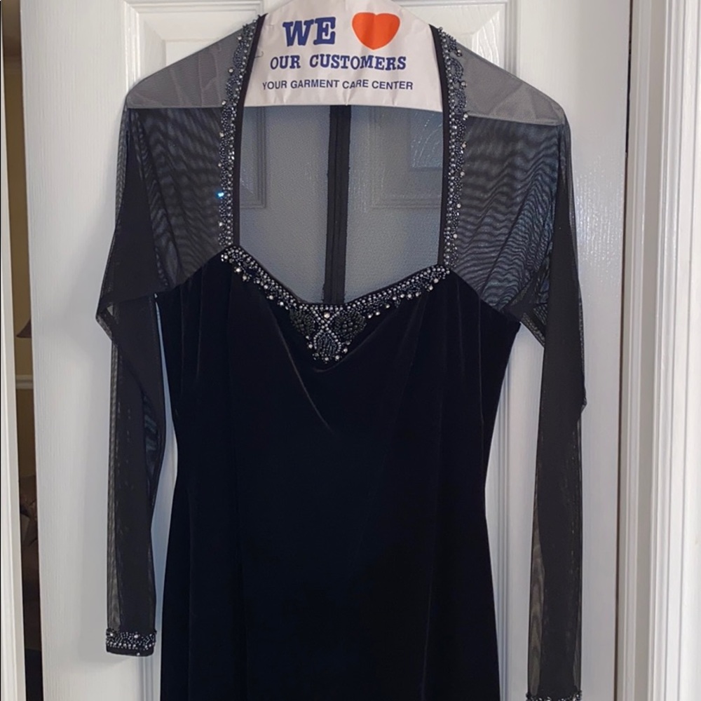 Black full length velour dress